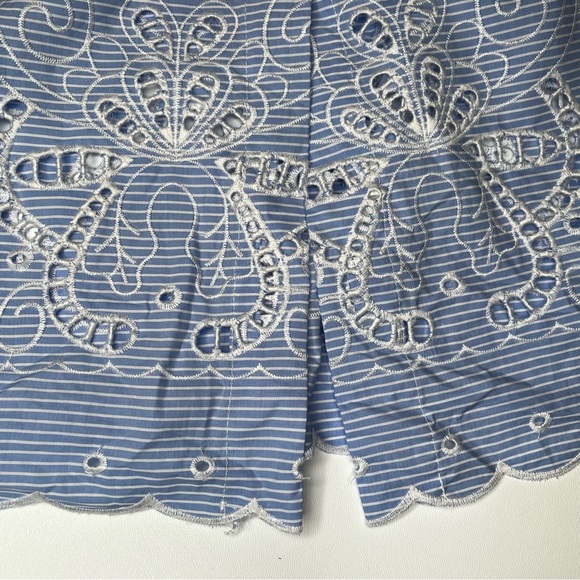 Ellen Tracy Women's Pinstriped Blue & White Embroidered Shirtdress Large NWT - Picture 8 of 15